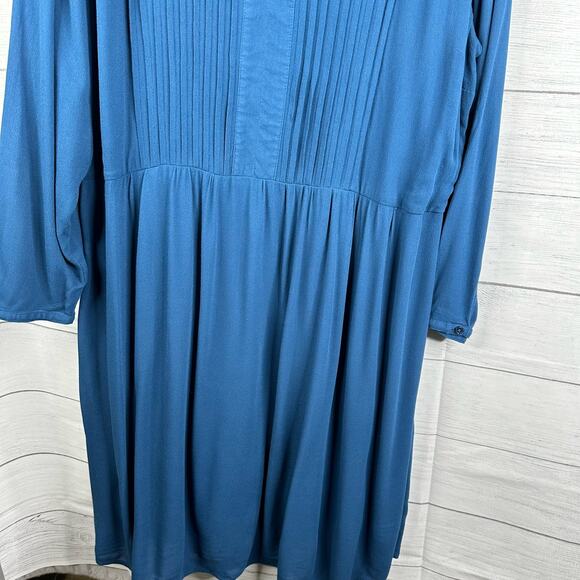 Old Navy Womens size 3X Long Sleeve Pleated Pintuck Tunic Dress Blue - Picture 4 of 10